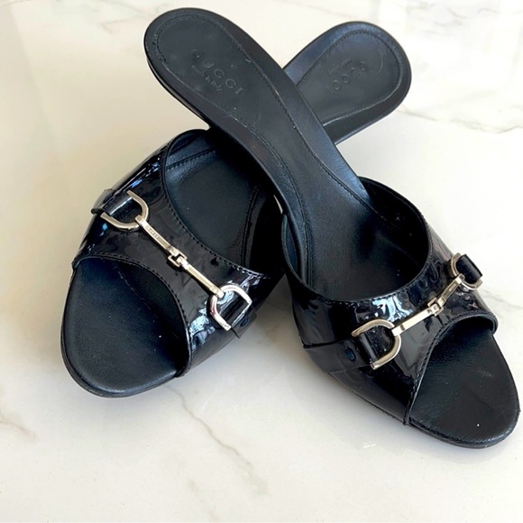 Gucci Black Patent Leather Mules - Picture 1 of 6